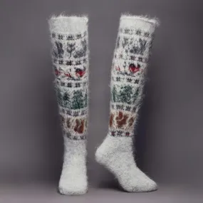 Unisex Forest Friends Goat Wool Knee-High Socks