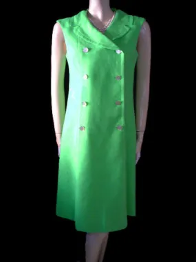 *VINTAGE I. MAGNIN LUSCIOUS LIME LINEN PRINCESS SEAMS - SPRING / SUMMER DRESS