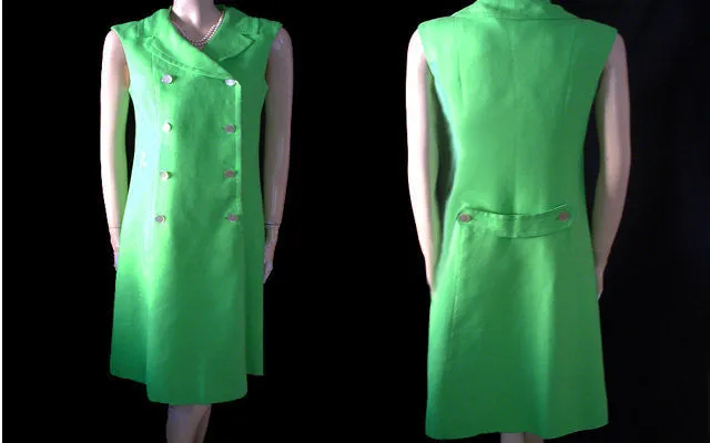 *VINTAGE I. MAGNIN LUSCIOUS LIME LINEN PRINCESS SEAMS - SPRING / SUMMER DRESS