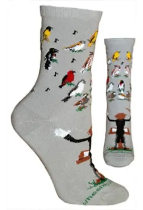 Wheel House Designs Songbird Concert on Grey Sock