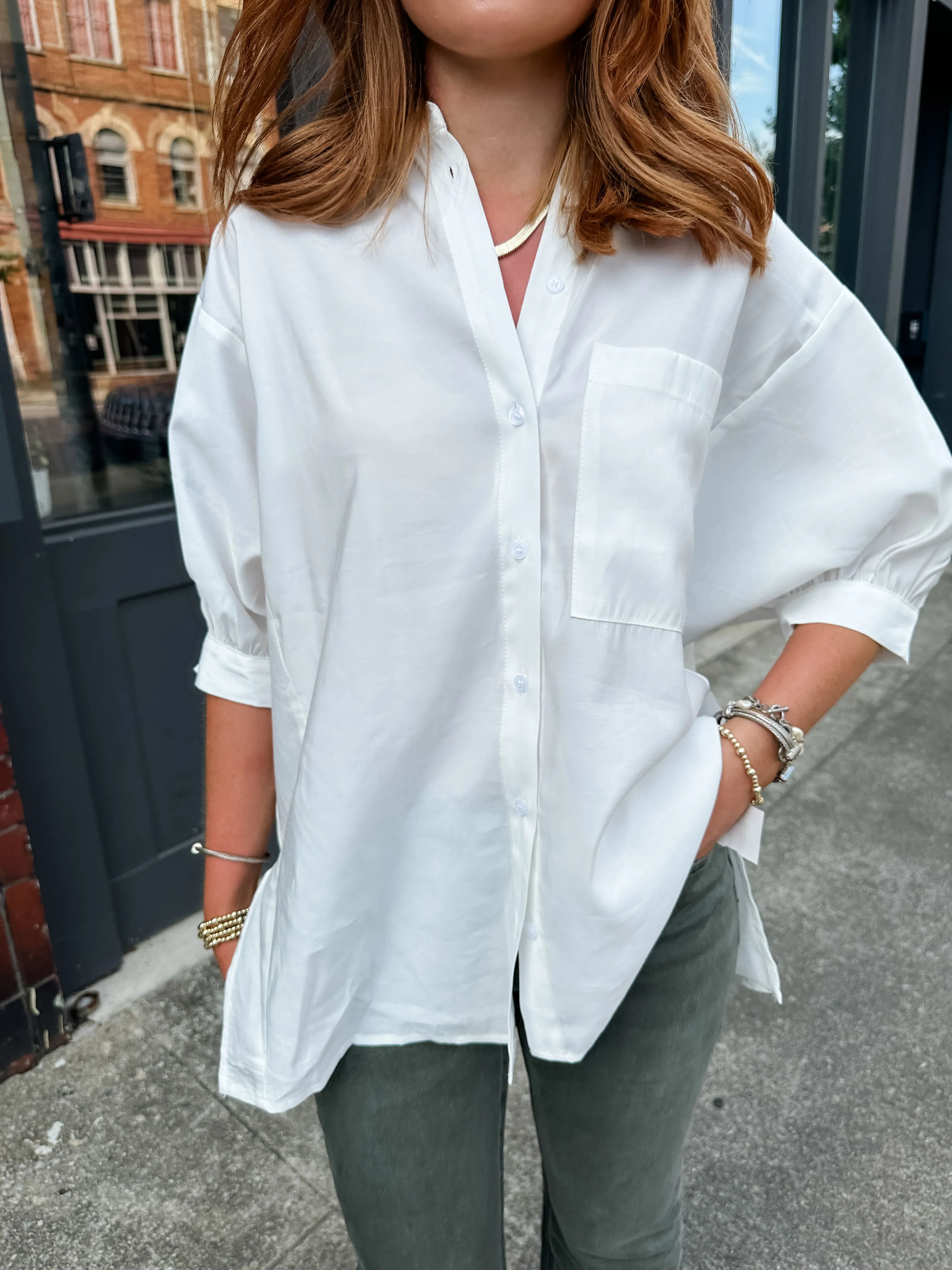 White Button Down Top