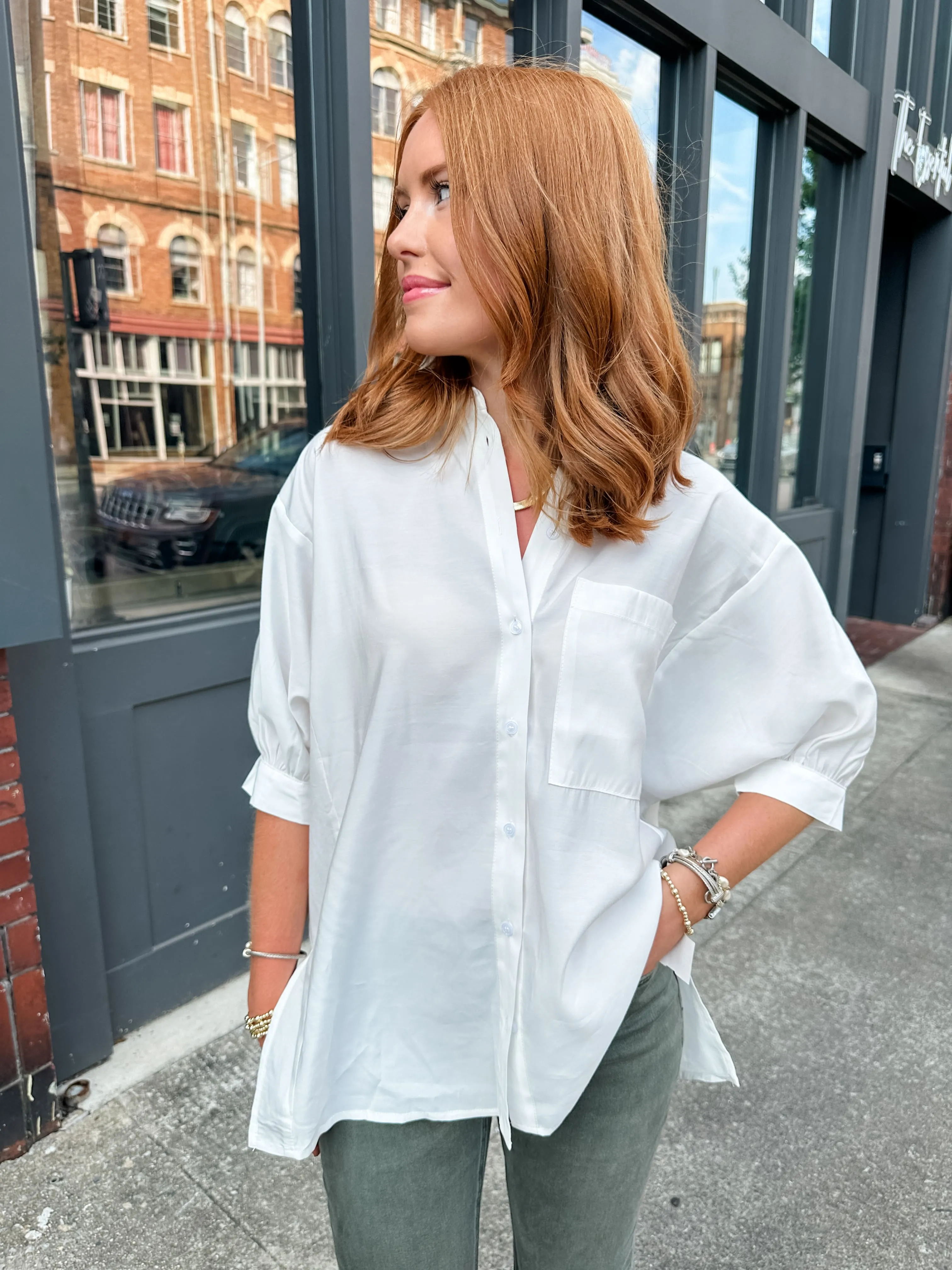 White Button Down Top