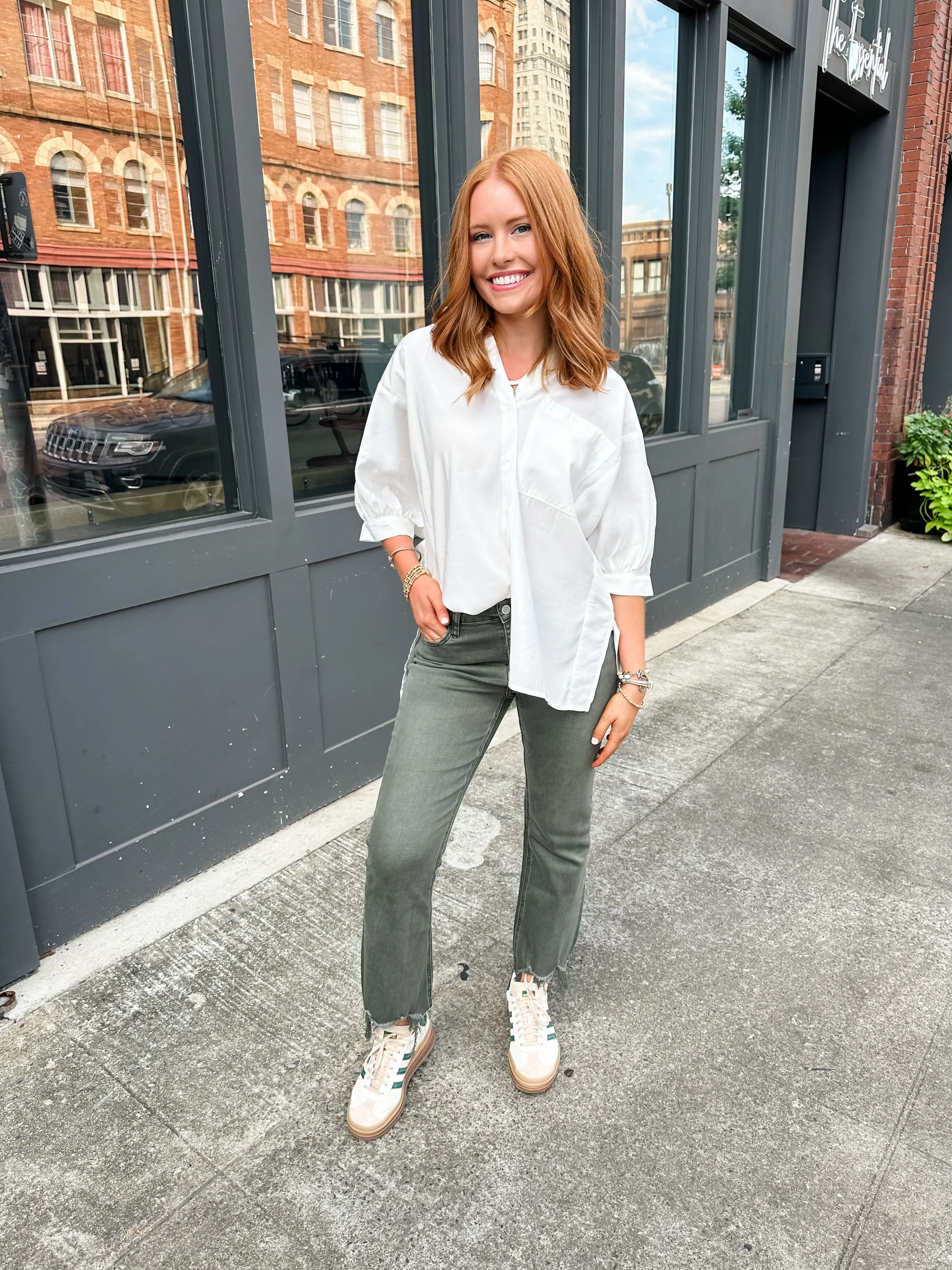 White Button Down Top