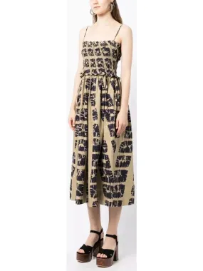 Women’s Abstract-Printed Sleeveless Cotton Midi Dress